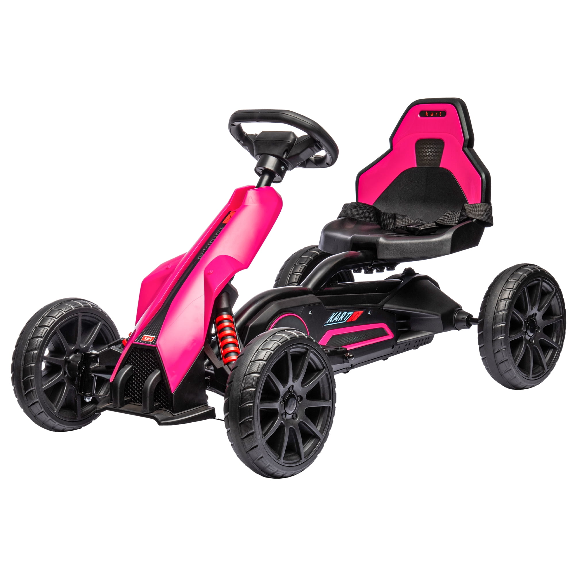 Aosom 12V Electric Go Kart for Kids, Outdoor Ride-On Toy with Forward Backward Drive & Adjustable Speed, Gift for Child 3-8 Years Old, Pink