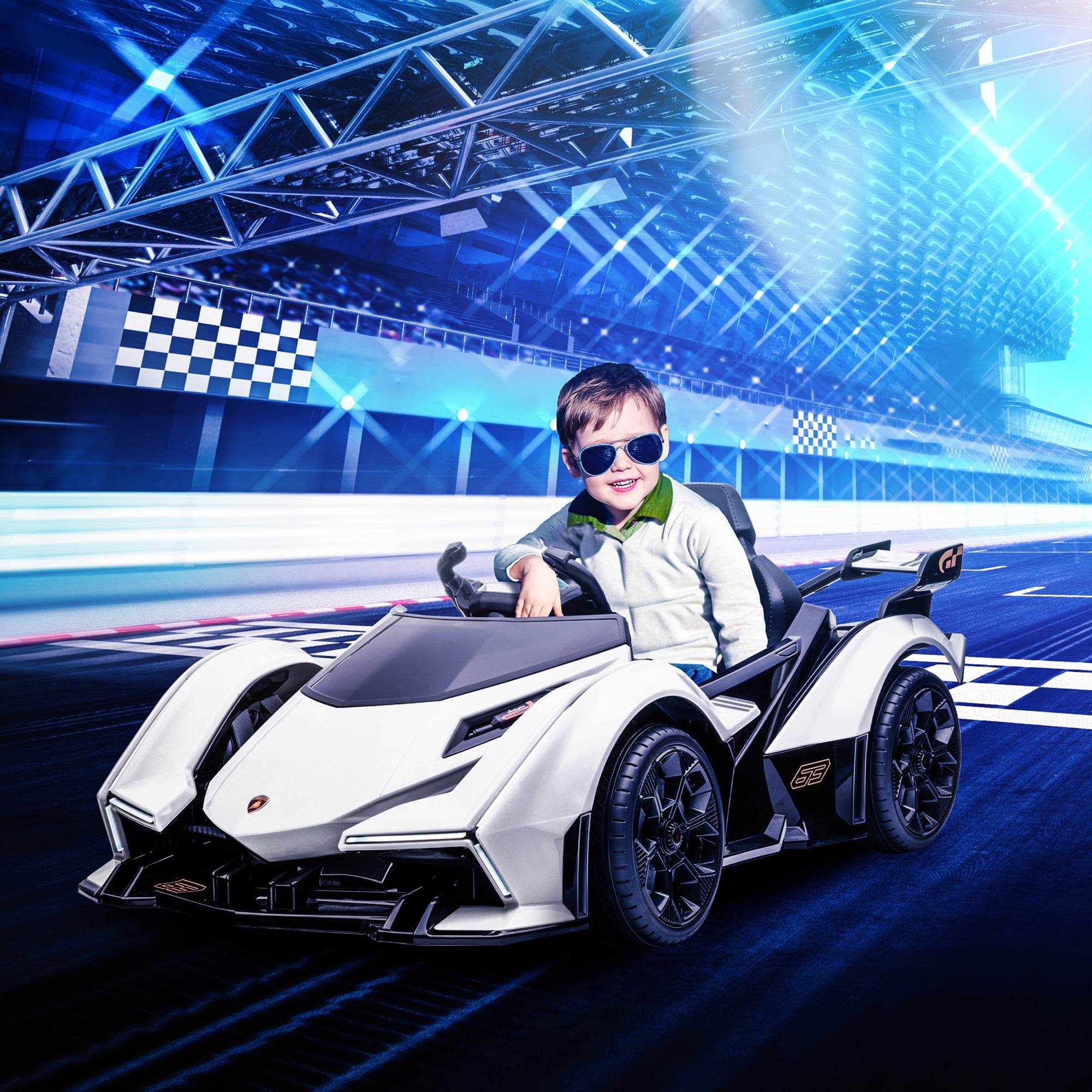 White 12V Electric Ride-On Lamborghini Car with Remote Control
