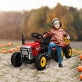 thumbnail image 1 of Aosom 12V Electric Ride on Tractor with Trailer, 25W Dual Motors, Red, 1 of 10