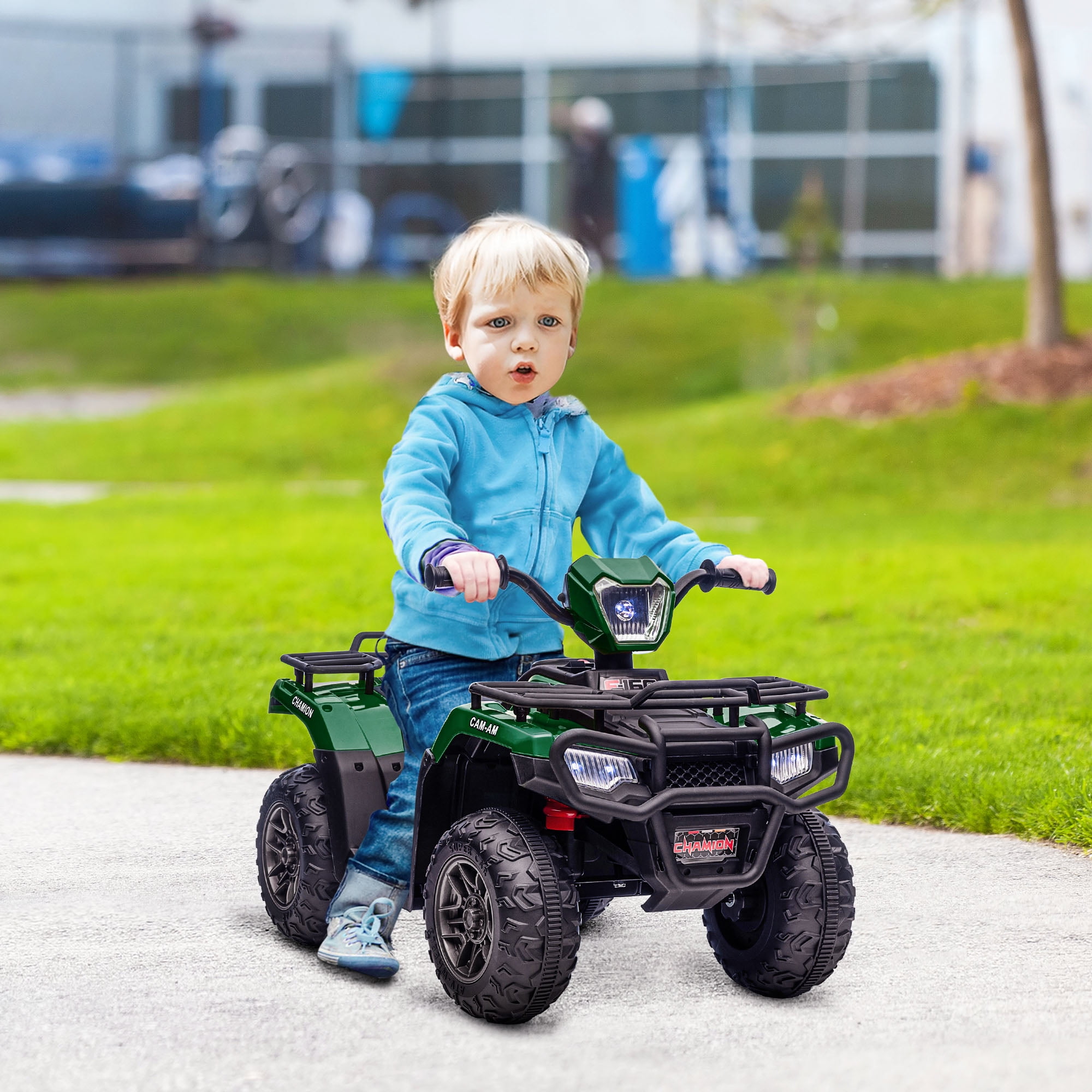 Green 12V Kids Quad ATV with LED Lights