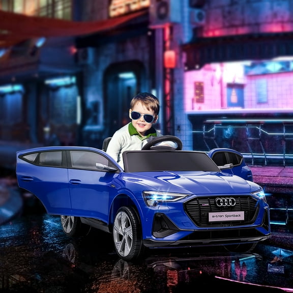 Aosom 12V Kids Electric Ride On Audi Sports Car, Battery Powered Toy w/ Parent Remote Control, Lights, Music, and Horn, for 3-5 Years Old, Dark Blue