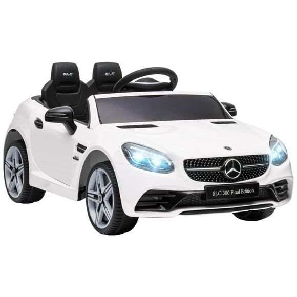 Aosom 12V Kids Electric Ride On Car with Parent Remote Control, Battery Powered Toy Car with Two Motors, 2 Speeds, Music, LED Lights, USB, and Suspension Wheels for 3-6 Years Old, White