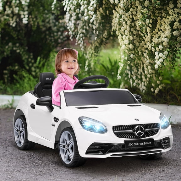 Aosom 12V Kids Electric Ride On Car with Parent Remote Control, Two Motors, 2 Speeds, Music, LED Lights, USB for 3-6 Years Old, White