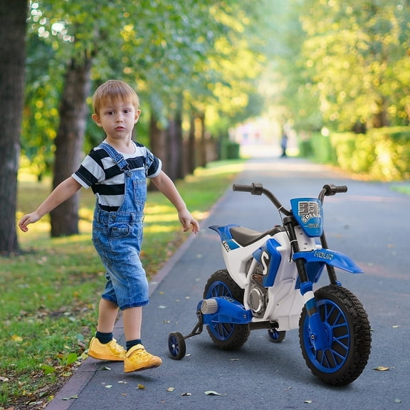 Aosom 12V Kids Motorcycle Dirt Bike Electric Ride-On Toy Off Road, Blue