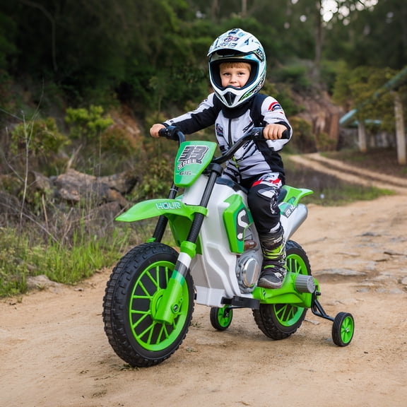 Aosom 12V Kids Motorcycle Dirt Bike Electric Ride-On Toy Off Road, Green