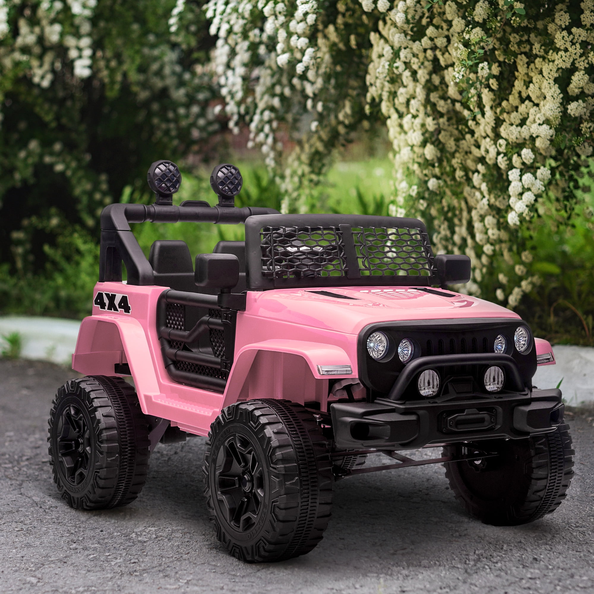 Pink 12V Kids Ride-On Truck with Remote Control and LED Lights