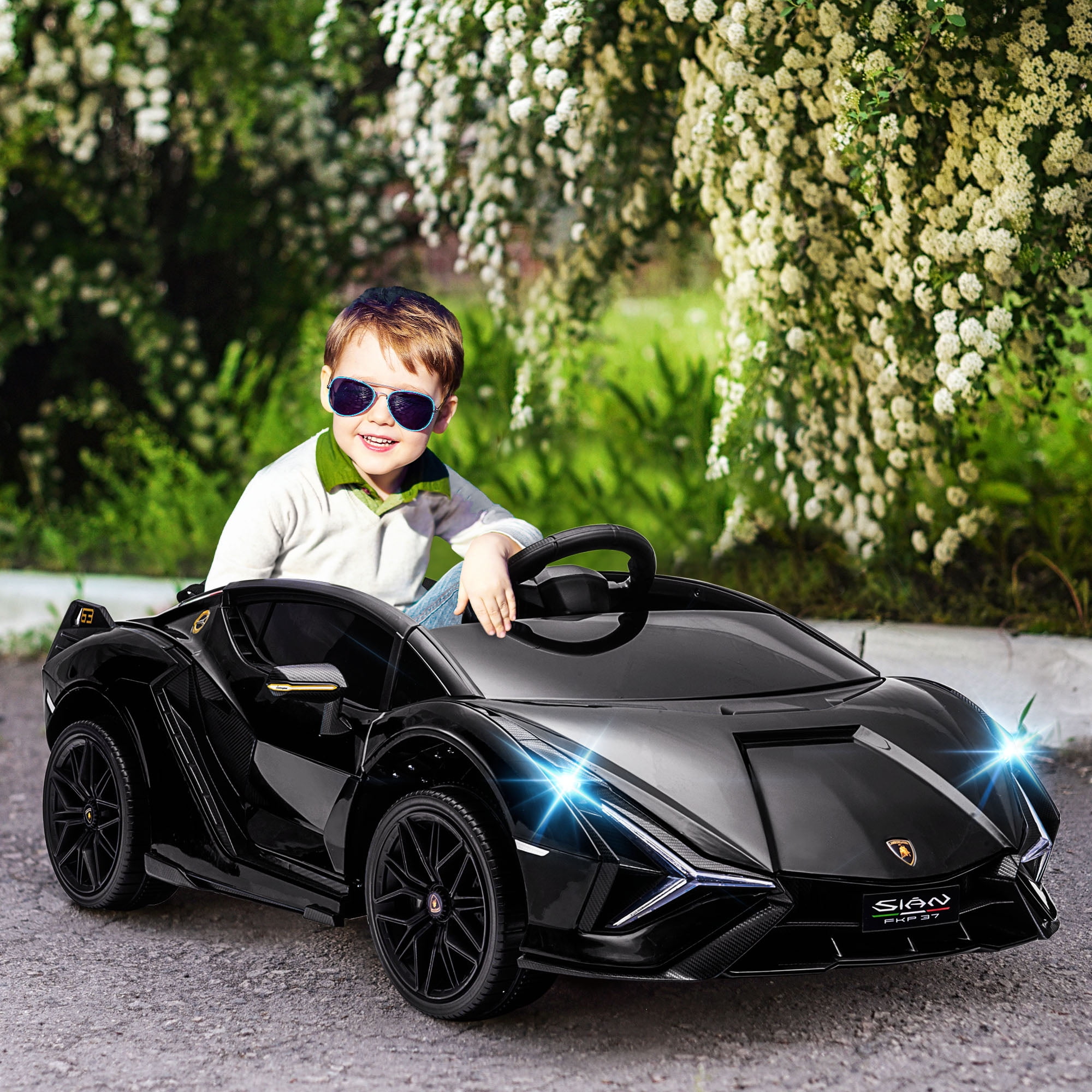 12V Black Lamborghini SIAN Licensed Kids Ride-On Car
