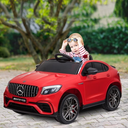 Aosom 12V Ride On Toy Car for Kids with Remote Control, Mercedes Benz AMG GLC63S Coupe, 2 Speed, with Music, Electric Light, Red