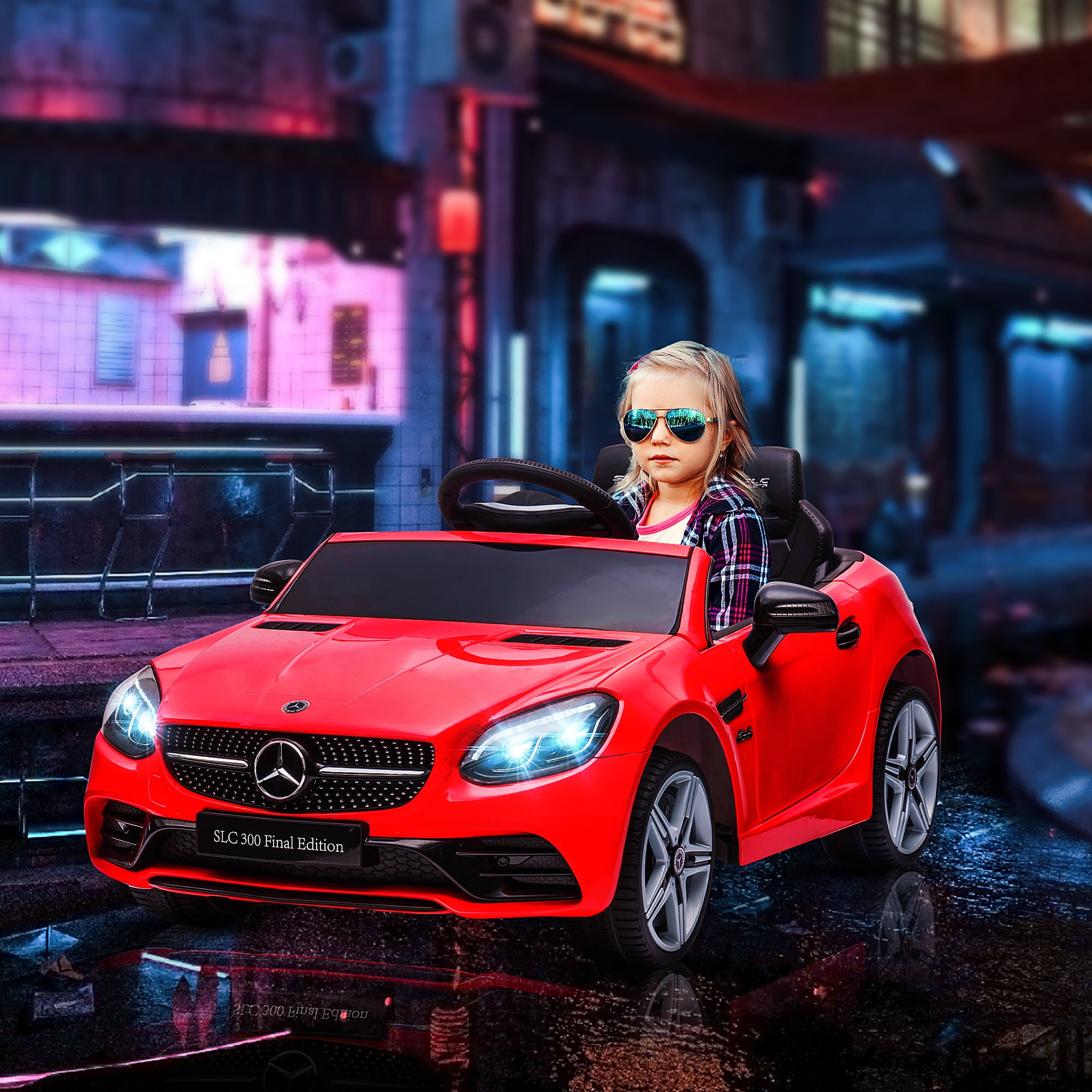 Red 12V Electric Ride-On Car with LED Lights and Music