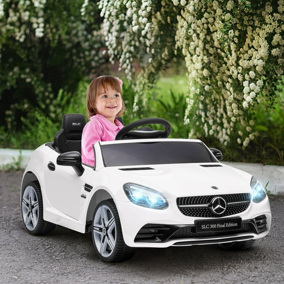 Aosom 12V Kids Electric Ride On Car with Parent Remote Control, Two Motors, 2 Speeds, Music, LED Lights, USB for 3-6 Years Old, White