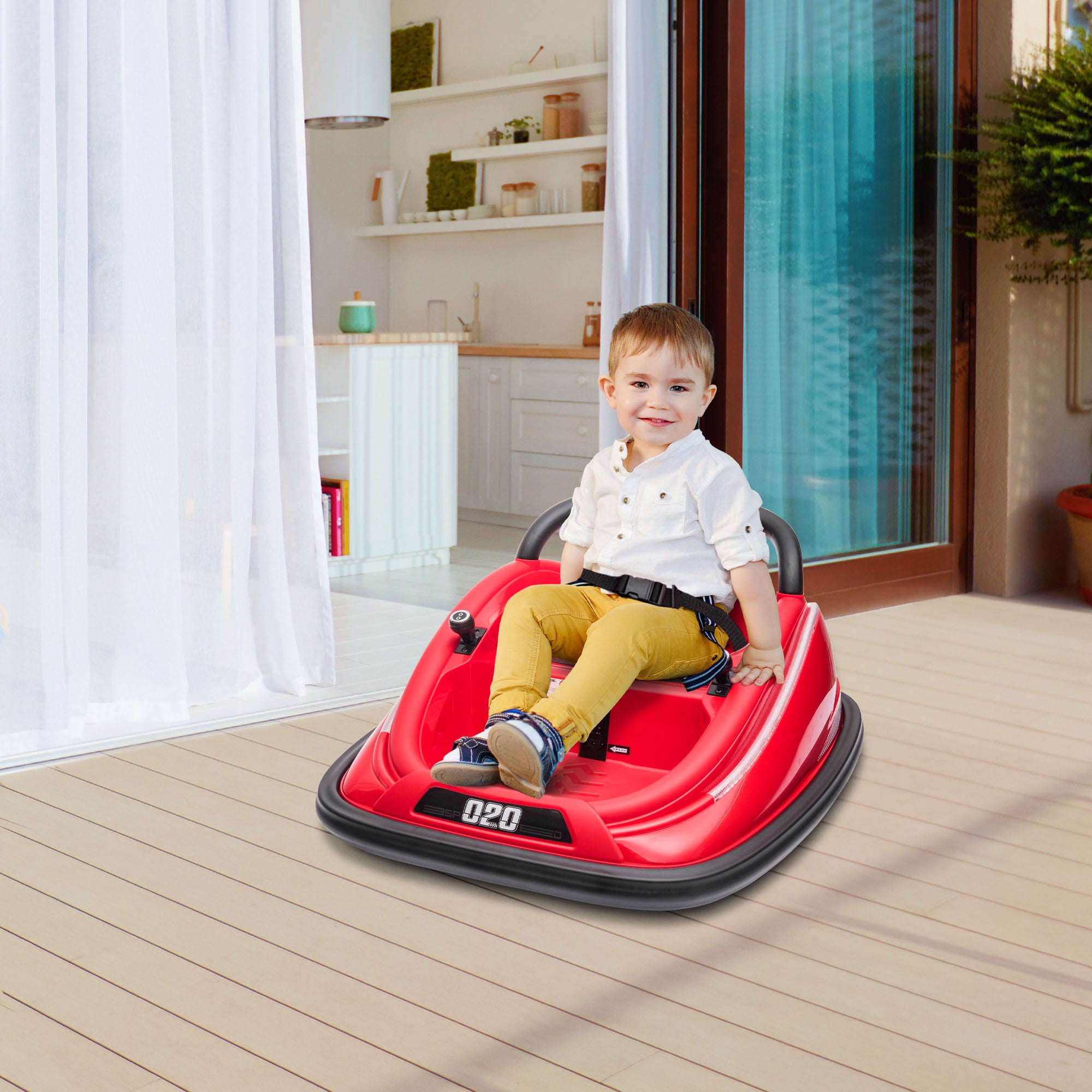 Red 12V Kids Electric Bumper Car with LED Lights