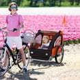 thumbnail image 1 of Aosom 2-Seat Child Bike Trailer for Kids with a Strong Steel Frame, 5-Point Safety Harnesses, & Comfortable Seat, Orange, 1 of 9