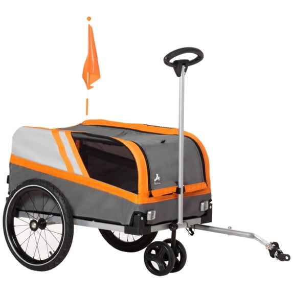 Aosom 2-Wheeled 2-in-1 Dog Stroller with Safety Leash, Orange