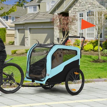 Aosom 2-in-1 Dog Bike Trailer / Stroller – Gray, Universal Wheel, Reflector & Flag Included – Model X-D00-144