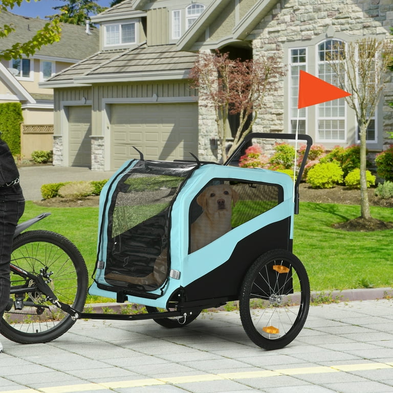 Aosom 2 in 1 Dog Bike Trailer Pet Stroller Carrier for Large Dogs Blue