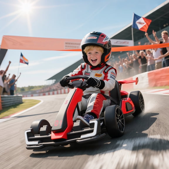 Aosom 24V 7.5 MPH Drifting Electric Go Kart with Adjustable Seat with Slow Start, Button Start, Music, Horn, Lights, for 6-12 Years, Red