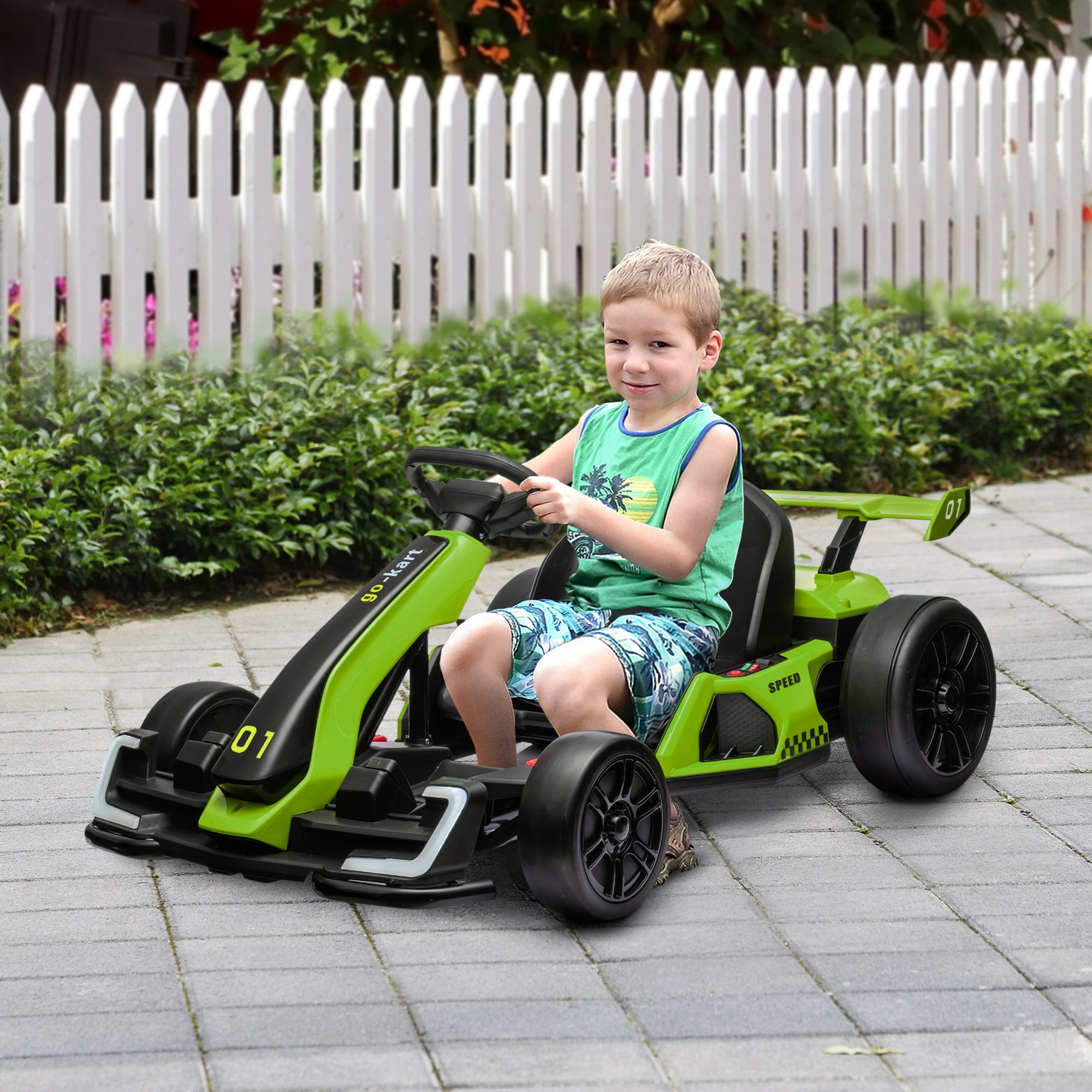 Aosom Drift Teens Kart, 24V Electric Go Kart, 7.5 MPH, Adjustable