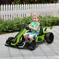 thumbnail image 1 of Aosom 24V 7.5 MPH Drifting Electric Go Kart with Adjustable Seat with Slow Start, Button Start, Music, Horn, Lights, for 6-12 Years, Green, 1 of 9