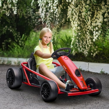 Aosom 24V 8.1 MPH Electric Go Kart with Music, Horn, Slow Start, Red