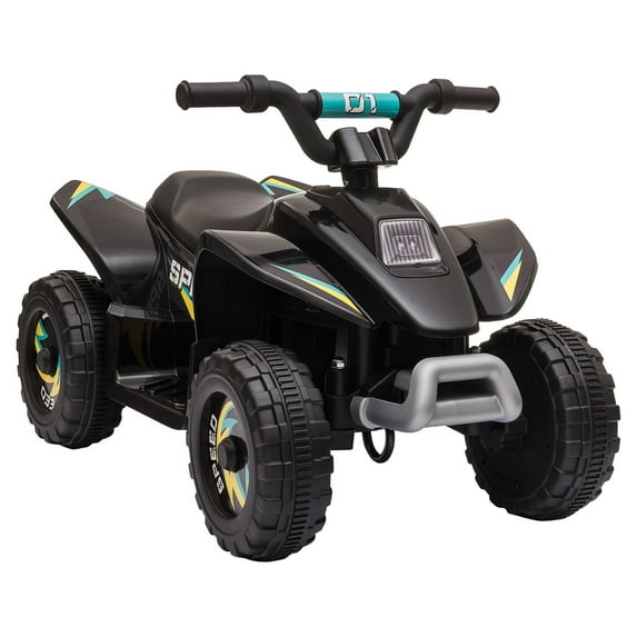 Aosom 6V Kids Atv 4-Wheeler Ride On Car,Electric Motorized Quad Battery Powered Vehicle with Forward/Reverse Switch for 18-36 Months Old Toddlers,Black,Black Plastic Toys Kids Bikes Riding Toys
