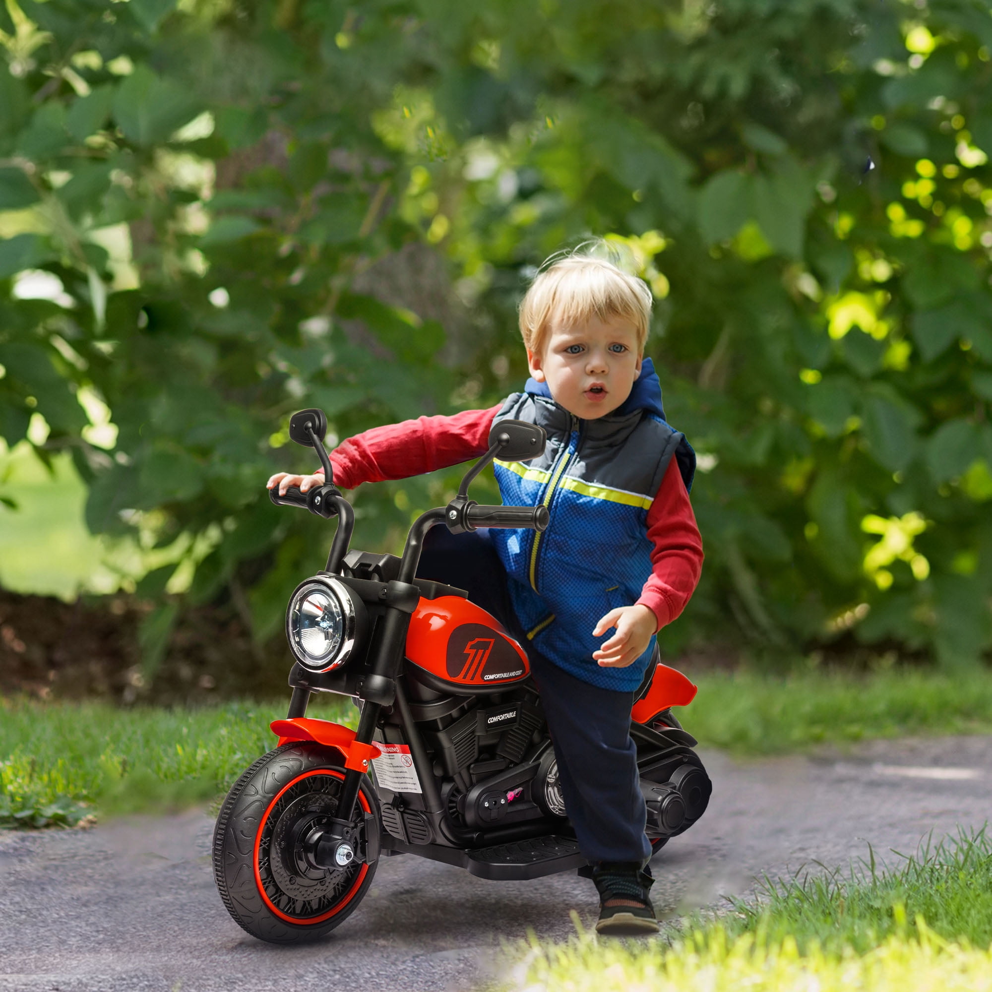 Red 6-Volt Kids Motorcycle with Training Wheels