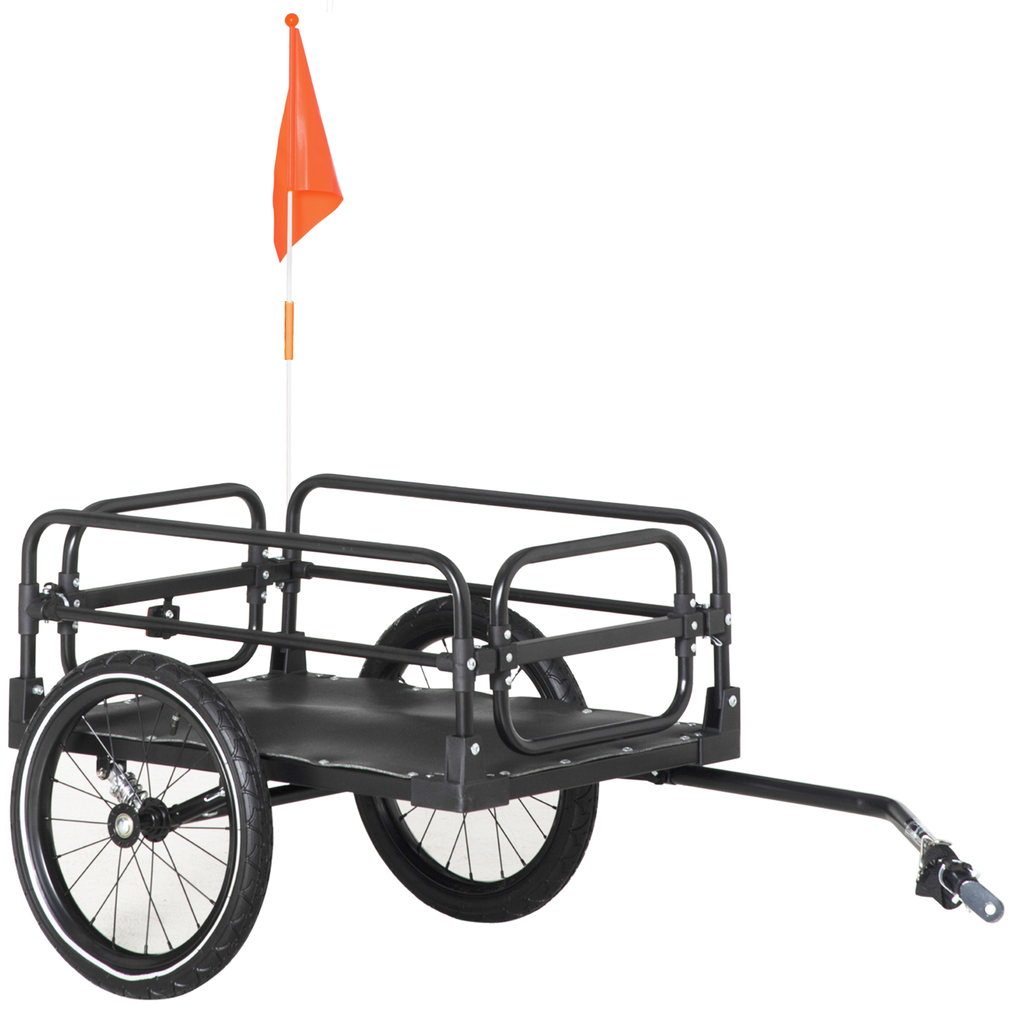 Aosom Folding Bike Cargo Trailer Cart with Seat Post Hitch Black up to