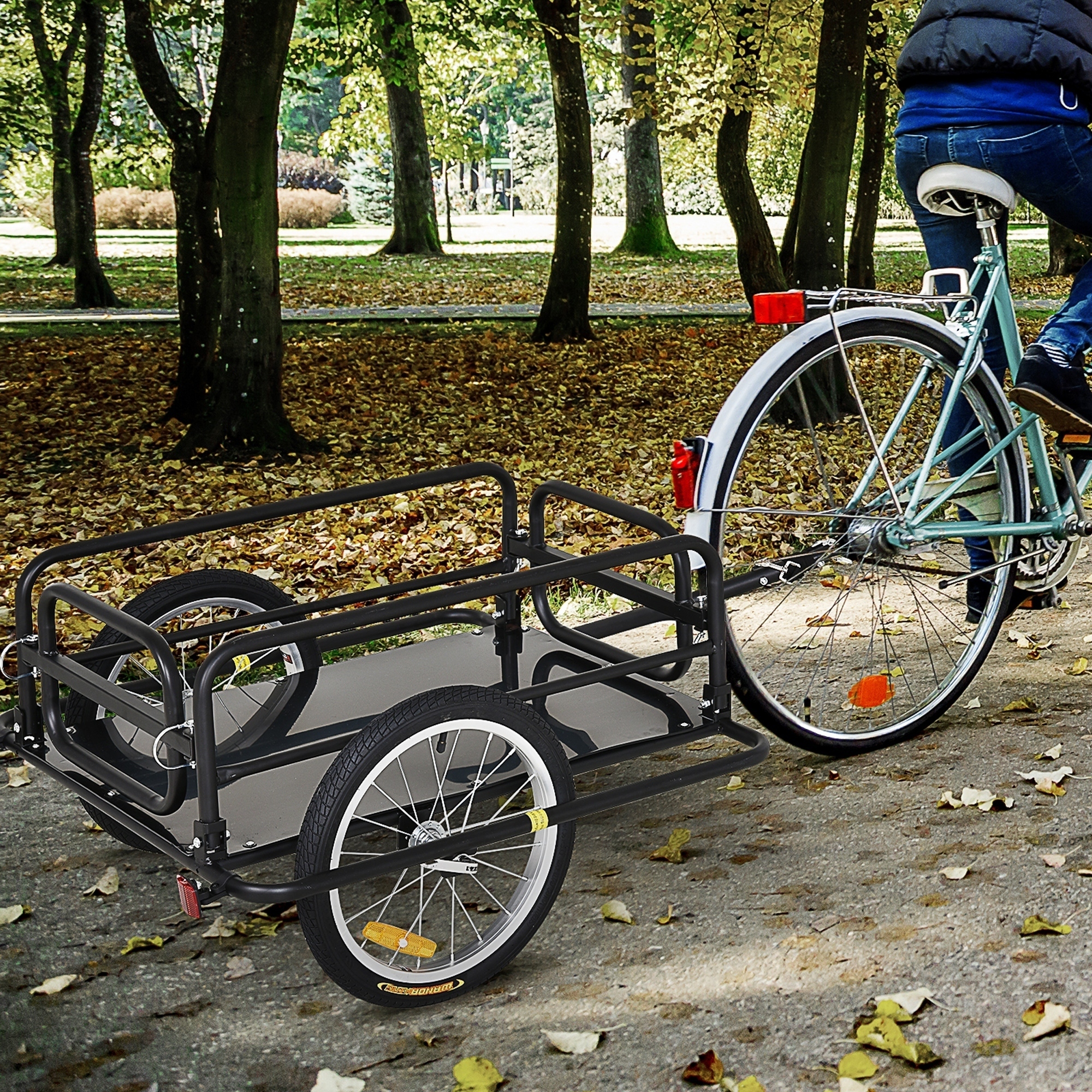 Aosom Pull Behind Folding Groceries Utility Bike Cargo Trailer For 