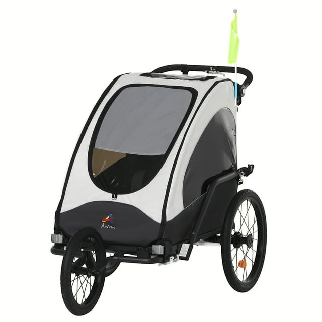 Aosom Bike Trailer for Kids 3 In1 Foldable Child Jogger Stroller Baby Stroller Transport Carrier
