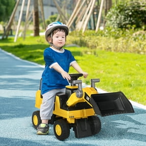Aosom CAT Licensed Ride-on Excavator for Kids with Manual Shovel, Yellow