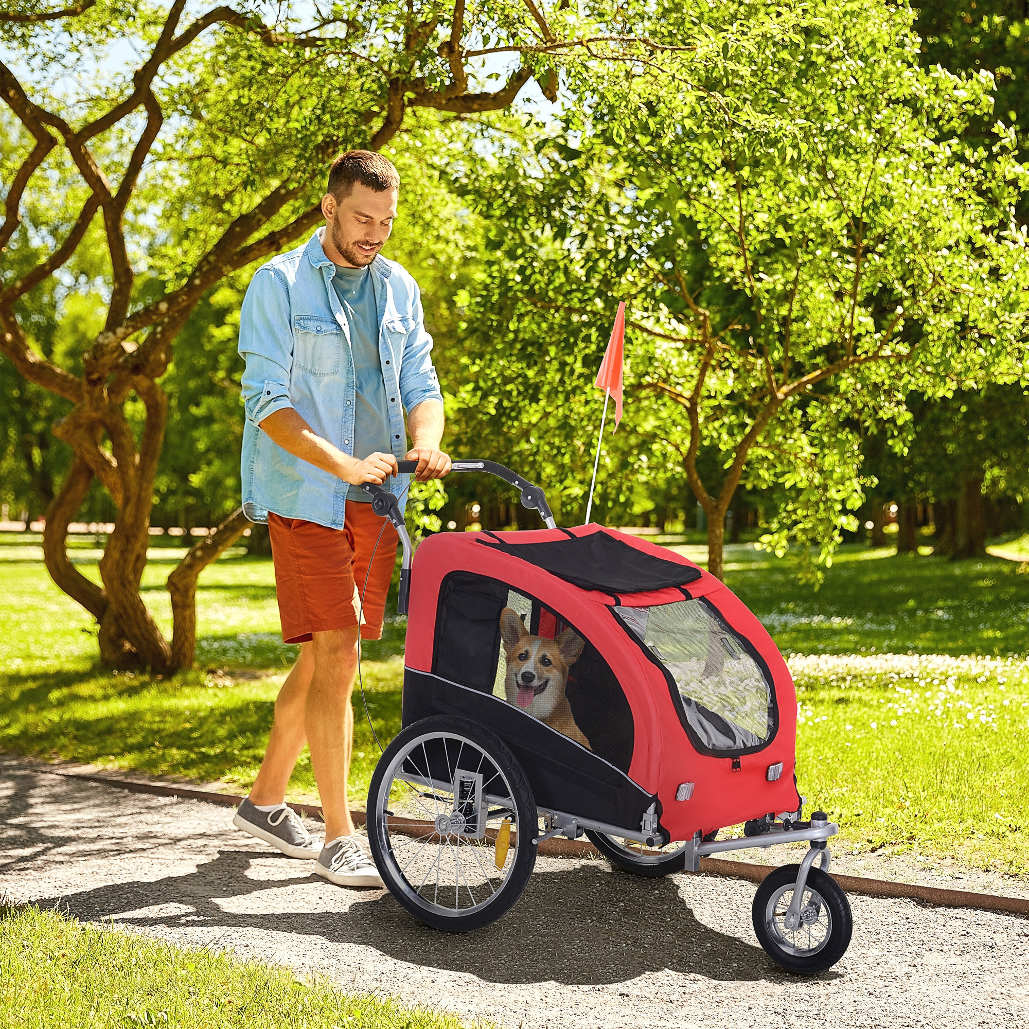 VidaXL Large Pet Pull Behind Foldable Dog Bike Trailer Bicycle Carrier VidaXL Large Pet Pull Behind Foldable Dog Bike Trailer Bicycle Carrier