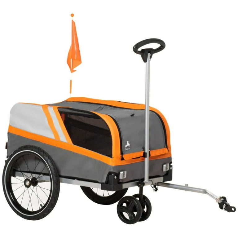 Aosom Dog Bike Trailer 2 in 1 Pet Trolley Stroller Cart Bicycle