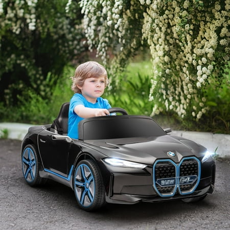 Aosom Electric Car for Kids, 12V Licensed BMW Ride-on Car with 2.4G Remote Control, Suspension System, Horn Honking, Music, Lights, Black