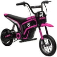 thumbnail image 1 of Aosom Electric Dirt Bike with Twist Grip Throttle, 24V 350W Off-Road Electric Motorcycle, Up to 15 MPH with Brake, Music Horn, Rear Suspension for Ages 13+ Years, Pink, 1 of 5