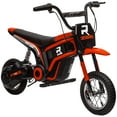 thumbnail image 1 of Aosom Electric Dirt Bike with Twist Grip Throttle, 24V 350W Off-Road Electric Motorcycle, Up to 15 MPH with Brake, Music Horn, Rear Suspension for Ages 13+ Years, Red, 1 of 5