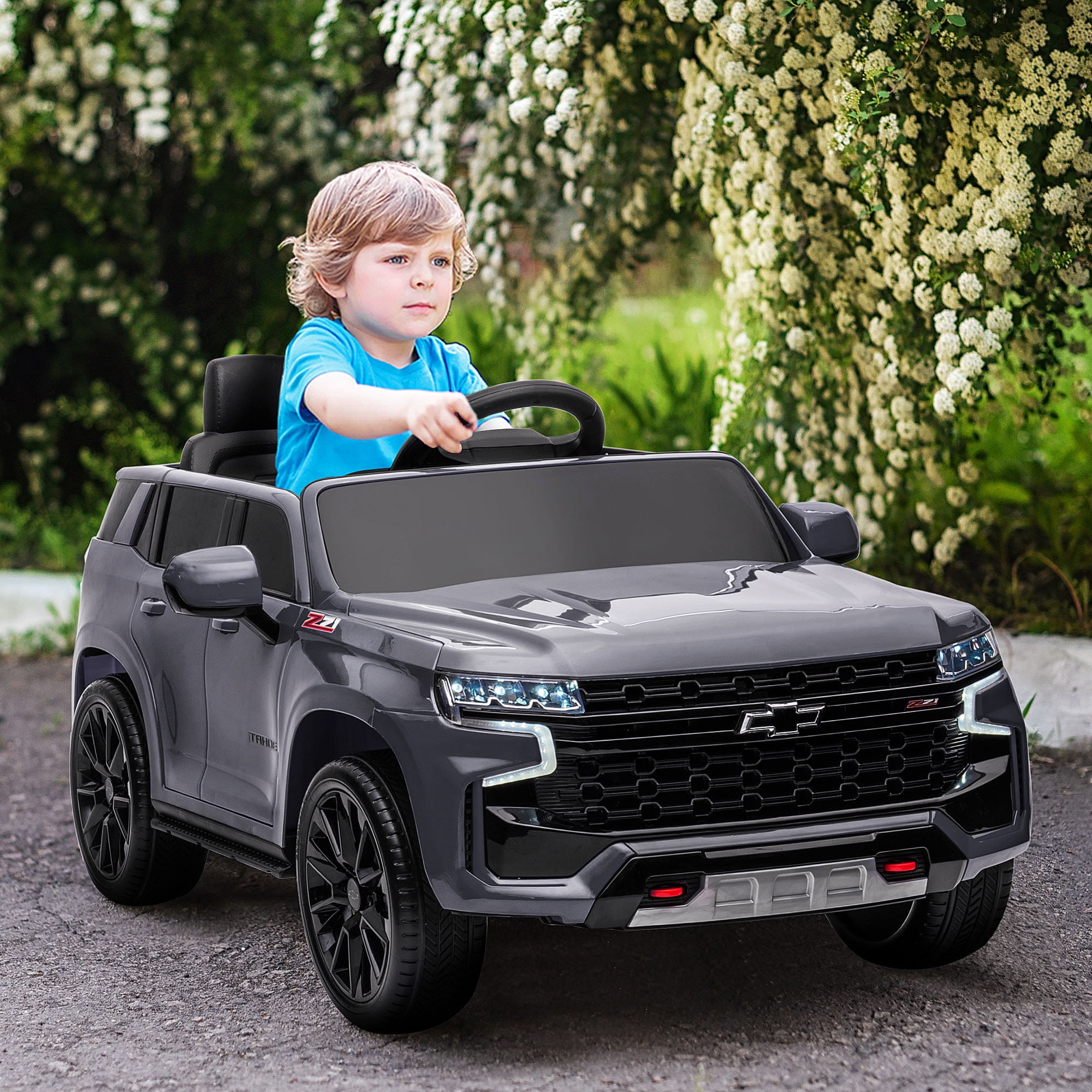 Gray 12V Electric Ride-On Car with Remote Control