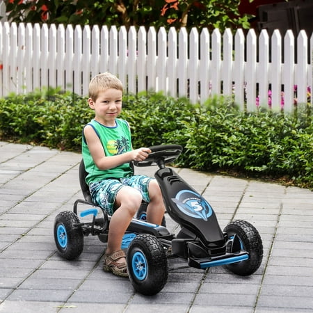 Aosom Ergonomic Pedal Go Kart Kids Ride-on Toy Pedal Car Go Cart, Blue
