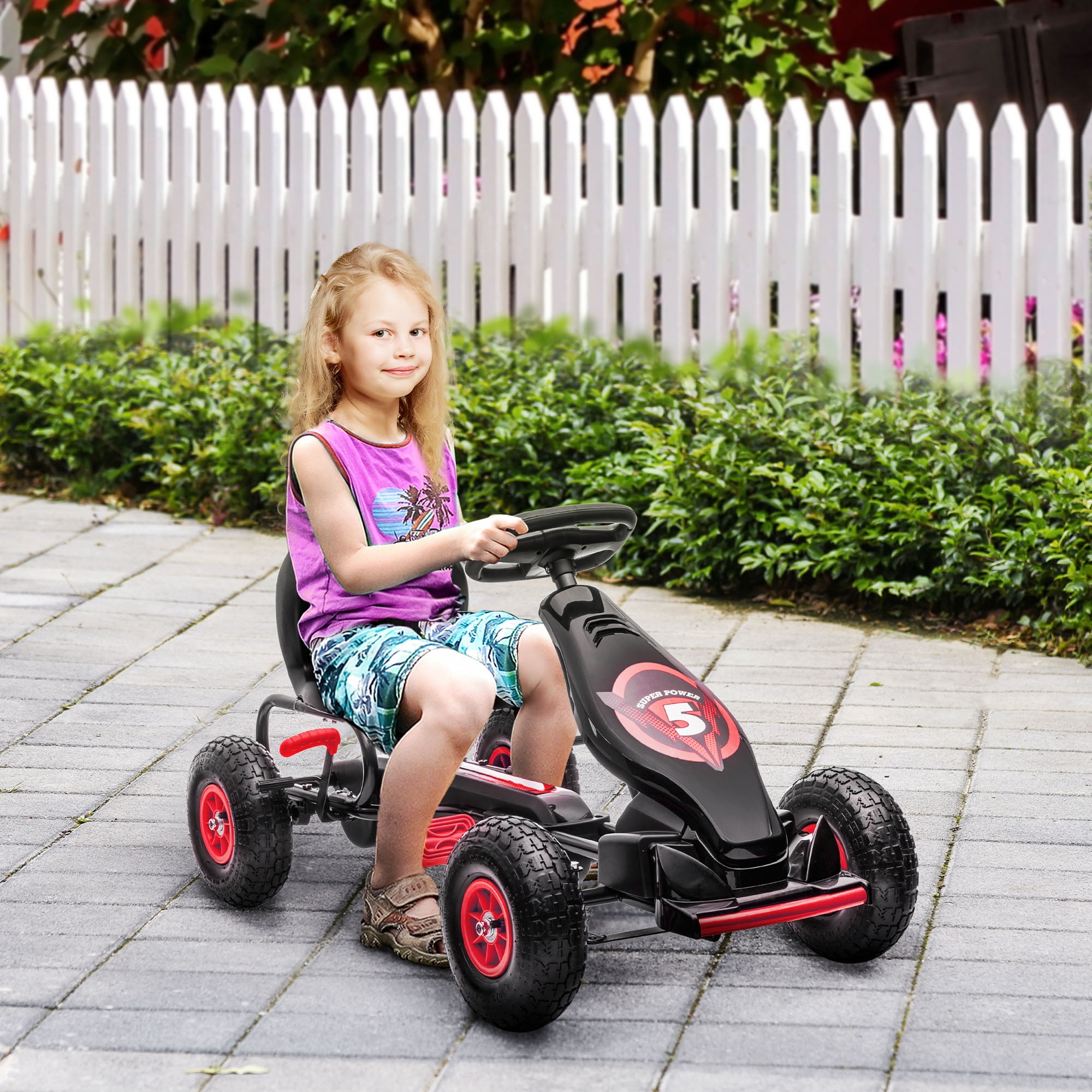Red and Black Ergonomic Pedal Go Kart for Kids
