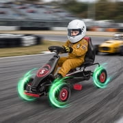 Aosom Ergonomic Pedal Go Kart Kids Ride-on Toy, Pedal Car with Tough, Wear-Resistant Tread, Go Cart Kids Car for Boys & Girls, Ages 5-12, Red
