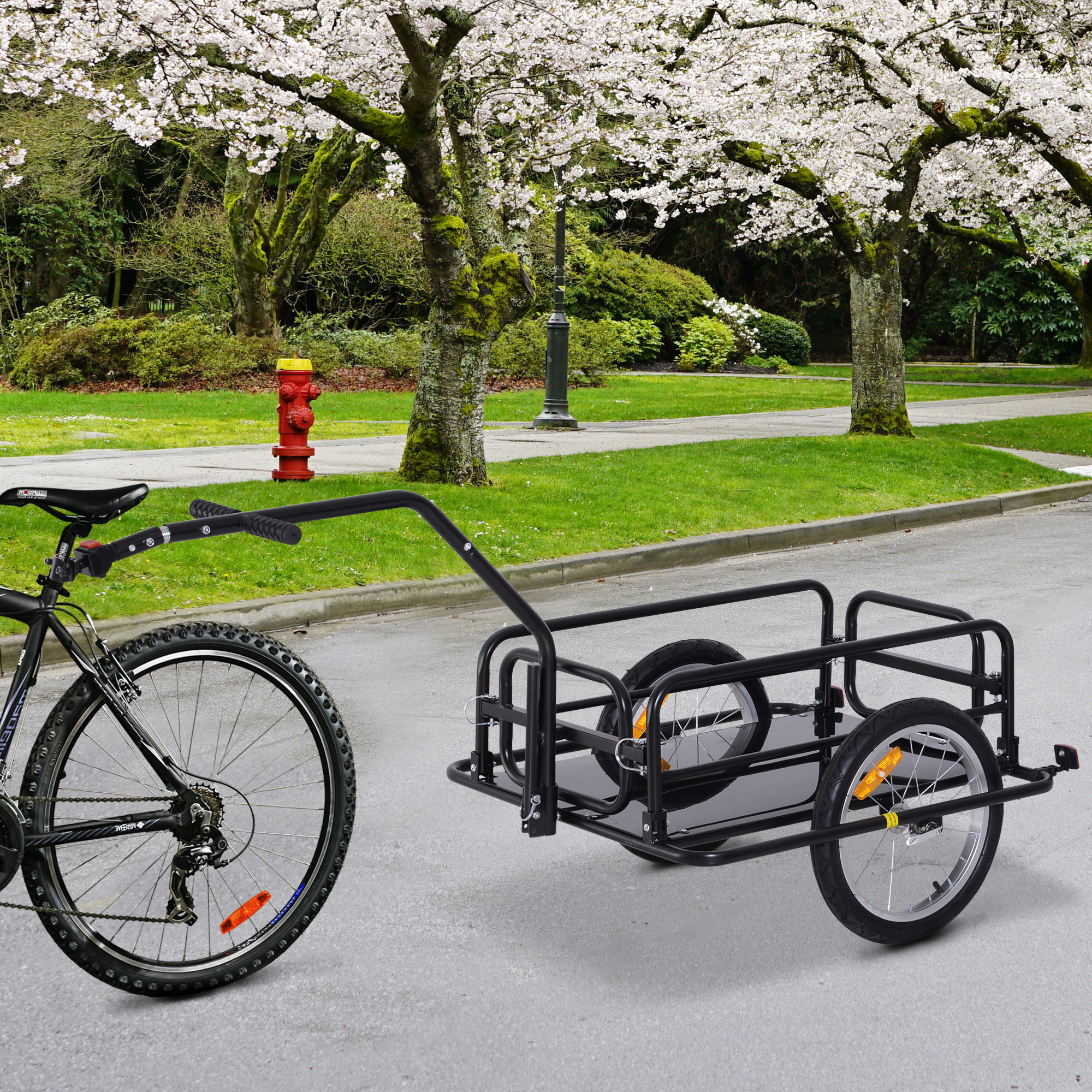 Aosom Foldable Bike Cargo Trailer With Hitch 88 Lbs Capacity Black 
