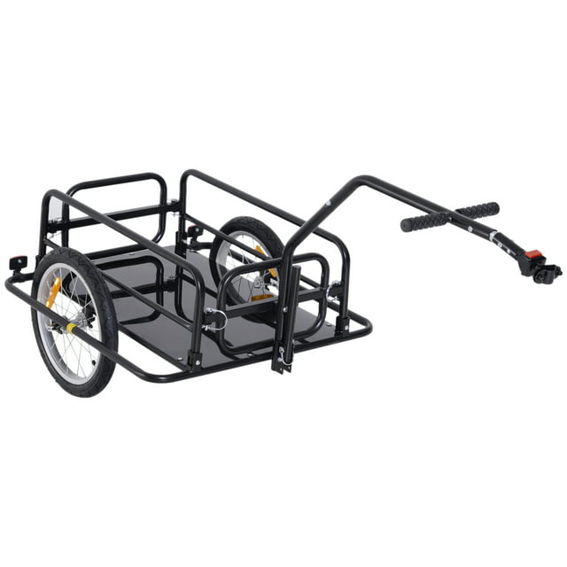 Aosom Folding Bike Cargo Trailer Cart with Seat Post Hitch- Black up to ...