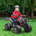 thumbnail image 1 of Aosom Kids ATV, 12V 4 Wheeler Ride on Quad Car Toy with Music, Headlights, Battery Powered Electric Vehicle for Boys and Girls, Red, 1 of 9