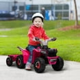 thumbnail image 1 of Aosom Kids ATV Quad Car with Back Trailer, Pink, 1 of 9