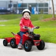 thumbnail interactive-video image 1 of Aosom Kids ATV Quad Car with Back Trailer, Red, 1 of 10