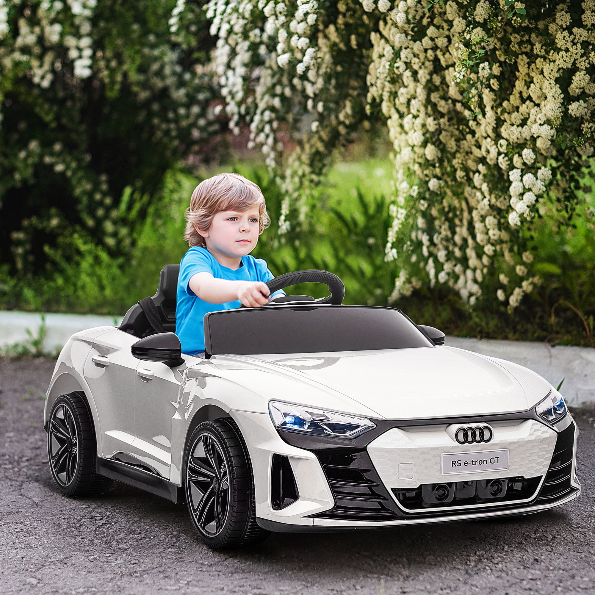 White 12-Volt Audi RS e-tron GT Ride-On Car