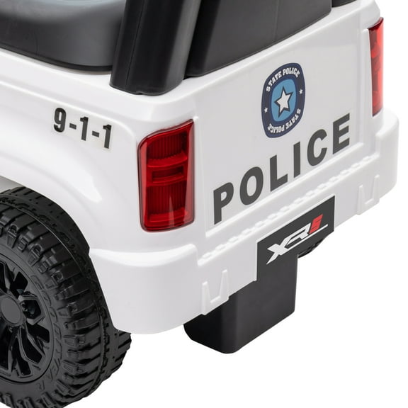 Police Ride-On Push Car for Kids - White Foot-To-Floor Toy Vehicle with Pa System & Storage