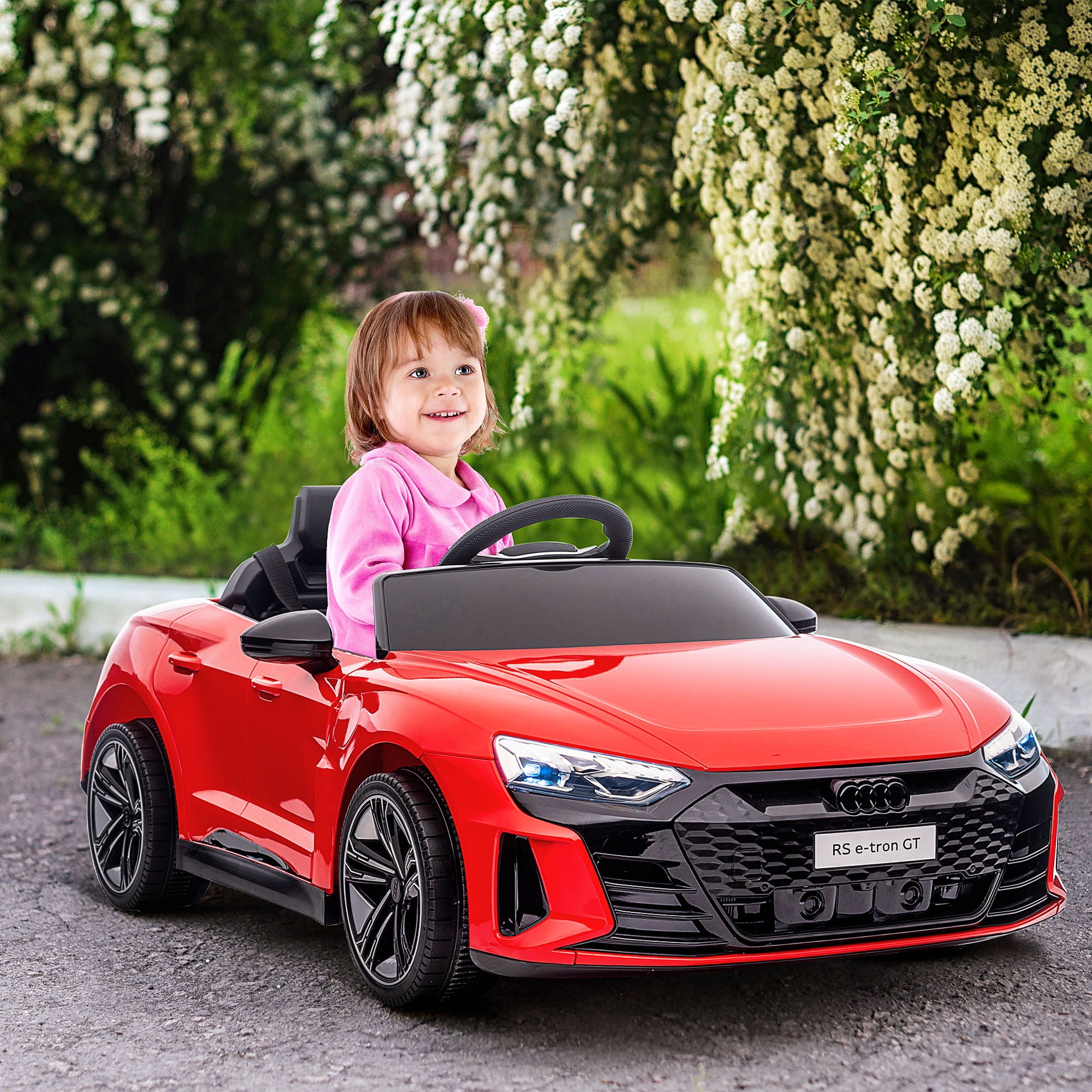 Red 12-Volt Battery Powered Ride-On Car with Remote Control