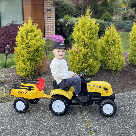 Aosom Kids Ride on Farm Tractor - Yellow, 3+ Years, Manual Pedal Car