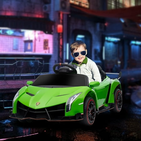 Aosom Lamborghini Veneno Licensed Kids Ride on Car w/ Bluetooth, Green