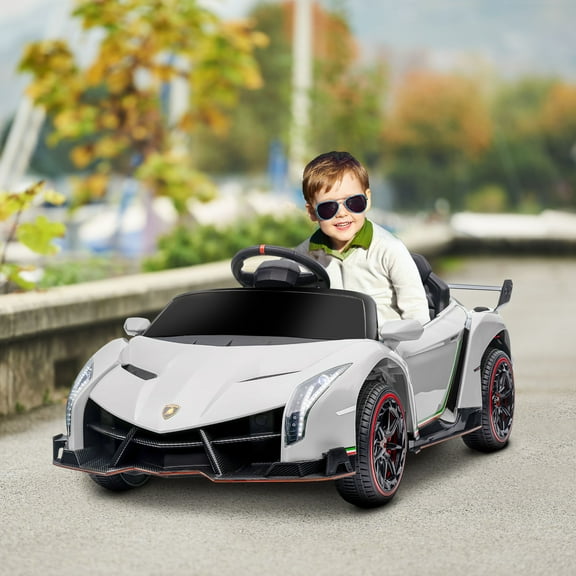 Aosom Lamborghini Veneno Licensed Kids Ride on Car w/ Bluetooth, White