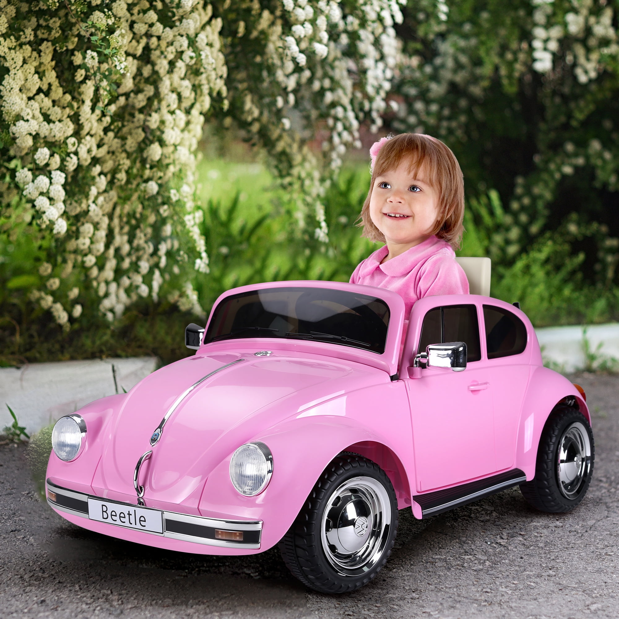 Aosom Licensed VW Beetle Kids Ride On Car 6V Battery Music Lights 3 6 Yrs Pink Walmart